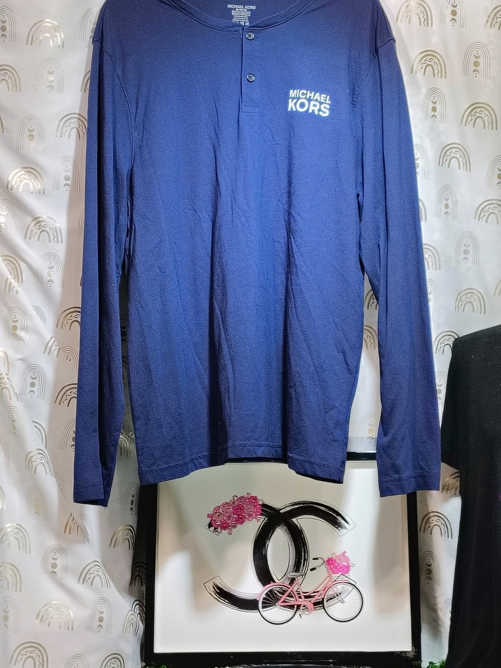 Michael Kors Navy Blue Long-Sleeve Henley Shirt